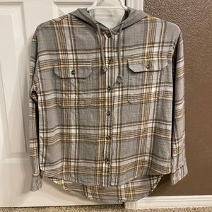 Natural reflections hooded plaid shirt